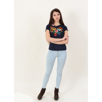 Embroidered t-shirt "Play" navy blue